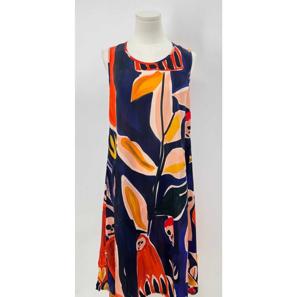 R13 Sleeveless Dress Avant Garde Slipdress Midi Graphic Painted Faces Small